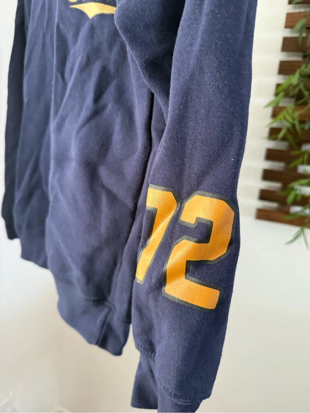 the Rolling Stones Navy Sweatshirt with Gold Script and Sleeve '72